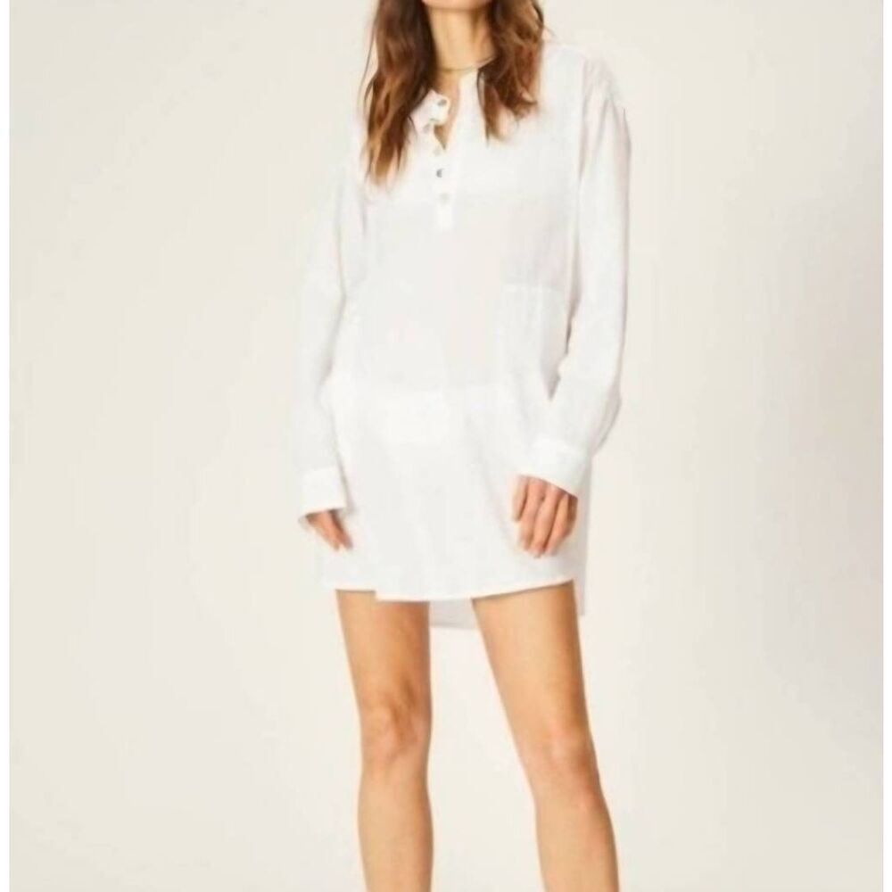 Natalie Martin Après Swim Shirt | White Cotton | Size L